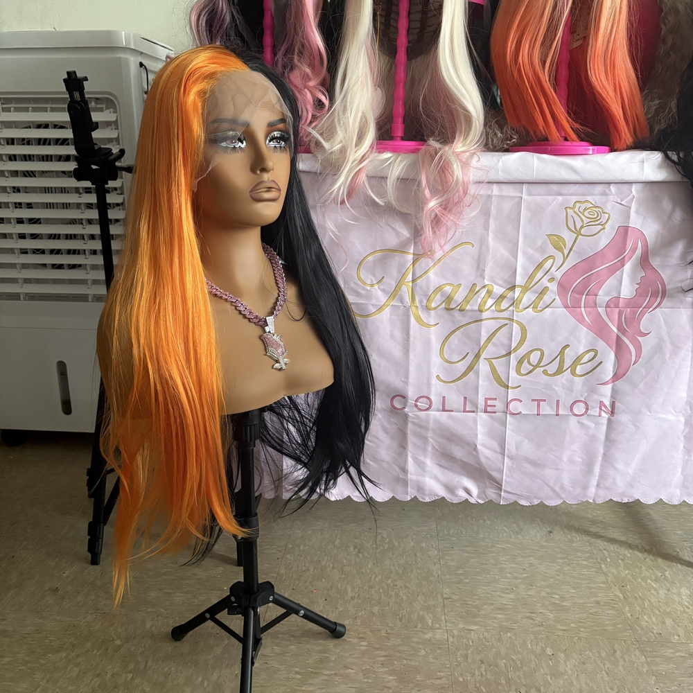 Vibrant Orange and Black Wig